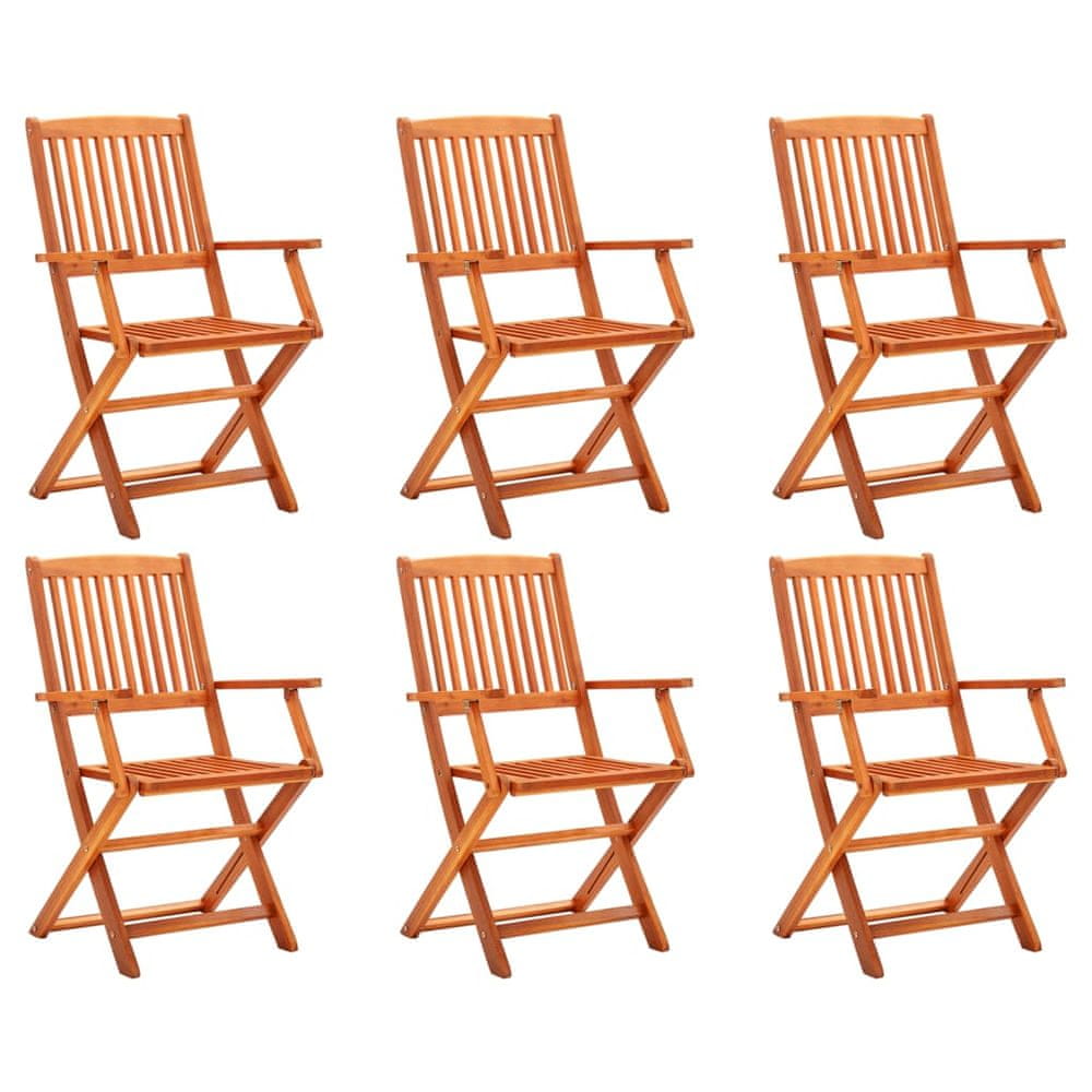 Vidaxl Skladacie záhradné stoličky 6 ks eukalyptový masív